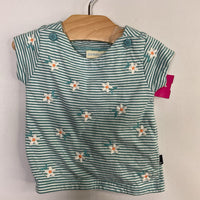 Sizd 0-3m: Jojo Maman Bebe Blue/White Stripes/Floral T-Shirt