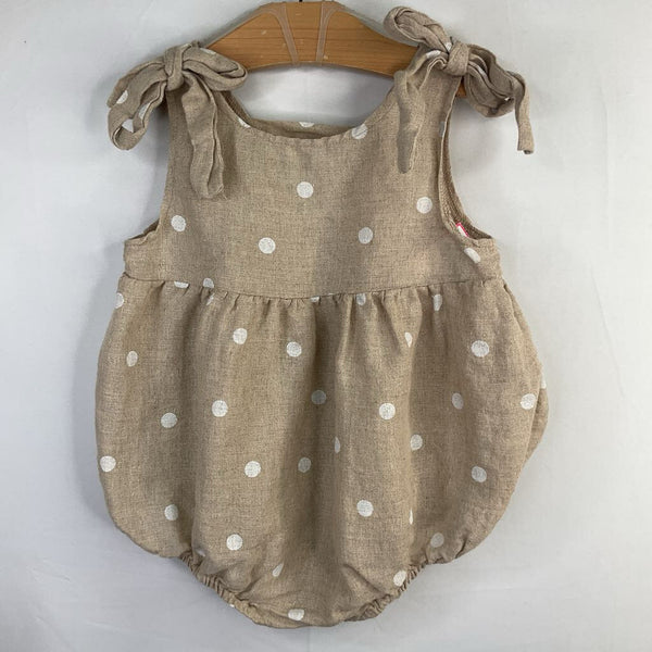 Size 12m: So. U Tan/White Dots Bubble Romper