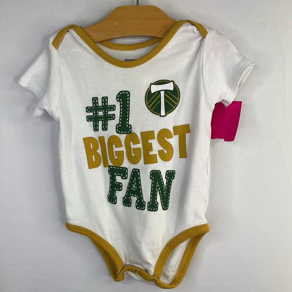 Size 12m: Timbers White/Yellow Logo Onesie