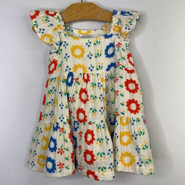 Size 3-6m (60): Hanna Andersson White/Colorful Floral Ruffle Trim Dress