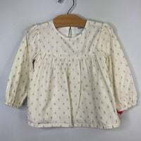 Size 3:Old Navy White/Gold Sparkle Blouse