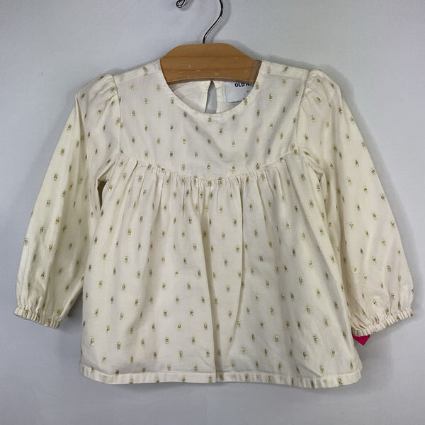 Size 3:Old Navy White/Gold Sparkle Blouse