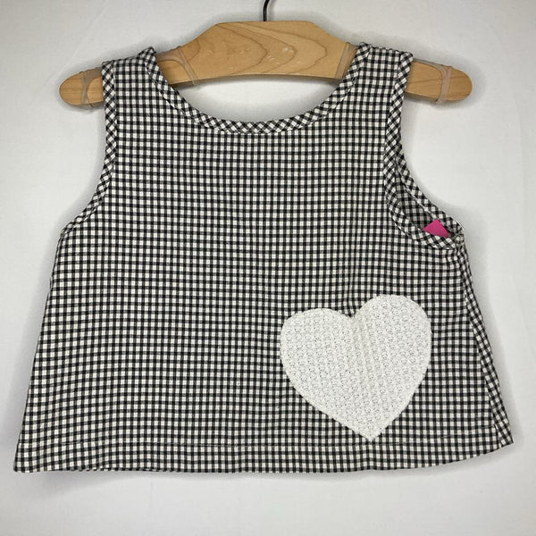 Size 3-4: OXOX Club Black/White Gingham Heart Tank