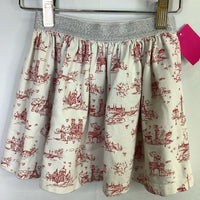 Size 6: Petit Bateau White/Red Traveling Kitty Skirt