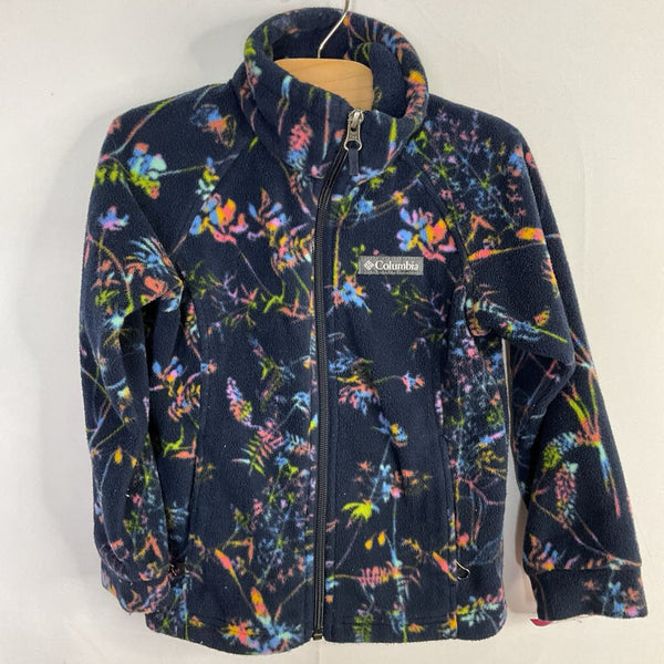 Size 4-5: Columbia Navy/Colorful Floral Fleece Zip-Up Coat