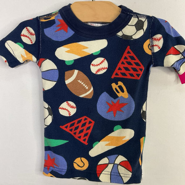 Size 3 (90): Hanna Andersson Navy/Colorful Sports Organic Cotton Shorty PJs