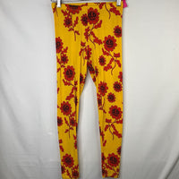 Size 8-10: Mini Rodini Yellow/Red Floral Faces Leggings