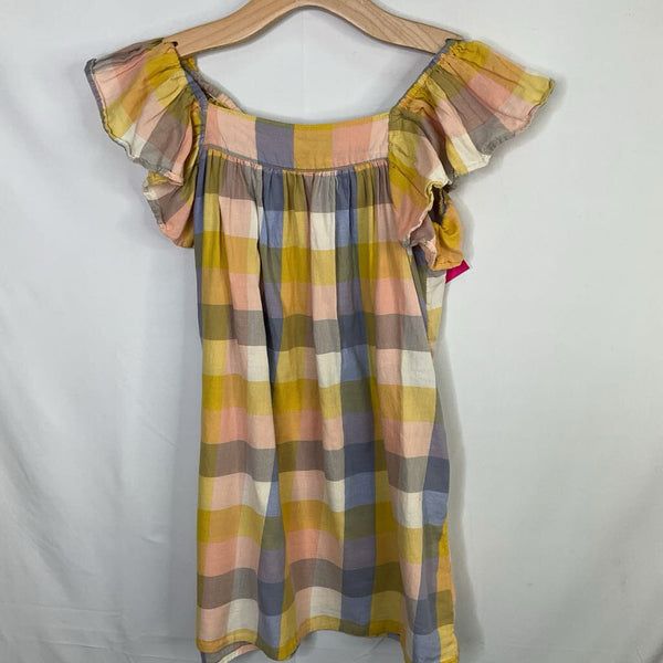 Size 8: H&M Colorful Plaid Flutter Sleeve Dress