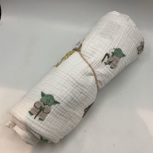 Pottery Barn White/Colorful Star Wars Muslin Swaddle Blanket