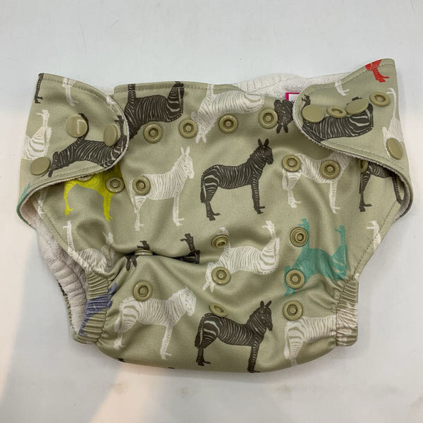 Size OS: Lil Helpers Green/Colorful Zebras Diaper Cover