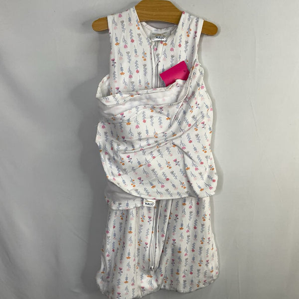 Size 3-6m (S): Halo White/Pink/Multicolor Floral Sleepsack Swaddle