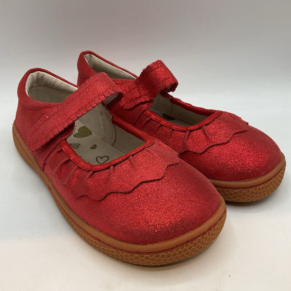 Size 2Y: Livie & Luca Red Sparkle Velcro Strap Mary Janes LIKE NEW