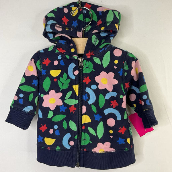 Size 3-6m (60): Hanna Andersson Navy/Colorful Floral Zip-Up Hoodie