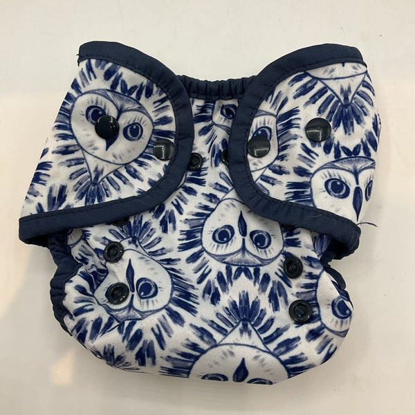 Size 0-9m: Thirsties White/Blue Owls Diaper Cover