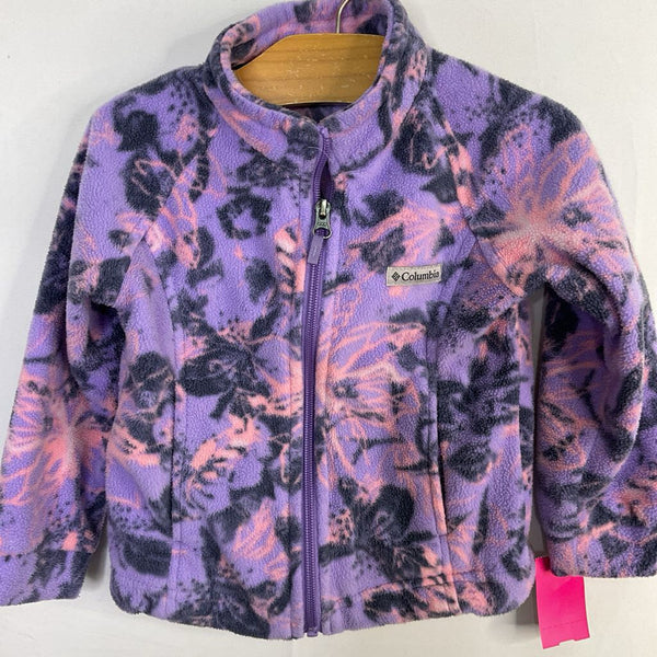 Size 3: Columbia Purple/Pink Butterflies Fleece Zip-Up Coat