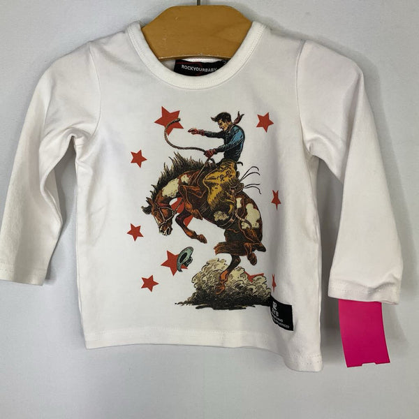 Size 3-6m: Rock Your Baby White/Multi Cowboy Long Sleeve Shirt