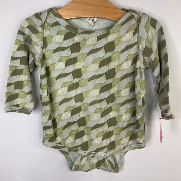 Size 18-24m: Kate Quinn Multitone Green Print Long Sleeve Onesie