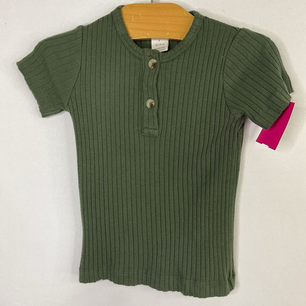 Size 18-24m: Kate Quinn Green Ribbed Henley T-Shirt
