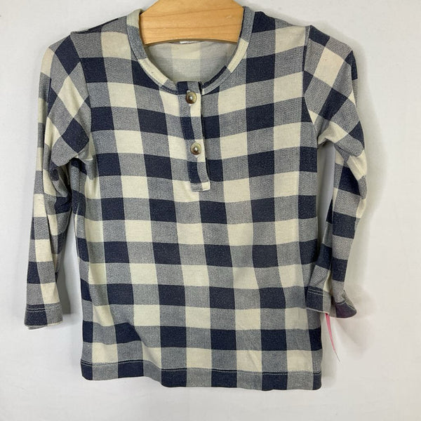 Size 18-24m: Kate Quinn Blue/White Plaid Long Sleeve Henley