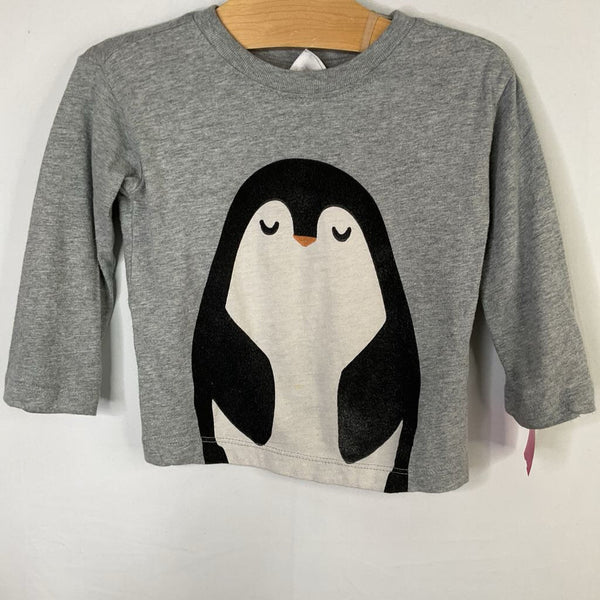 Size 18-24m (80): Hanna Andersson Grey/Black Penguin Long Sleeve Shirt