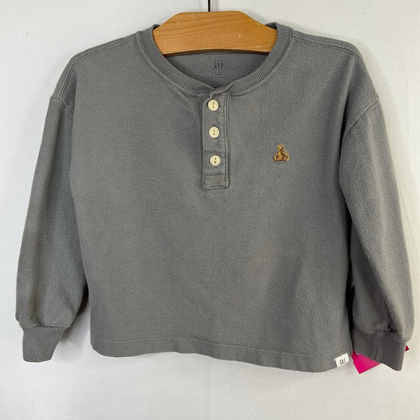 Size 2: Gap Grey Waffle Knit Long Sleeve Henley Shirt