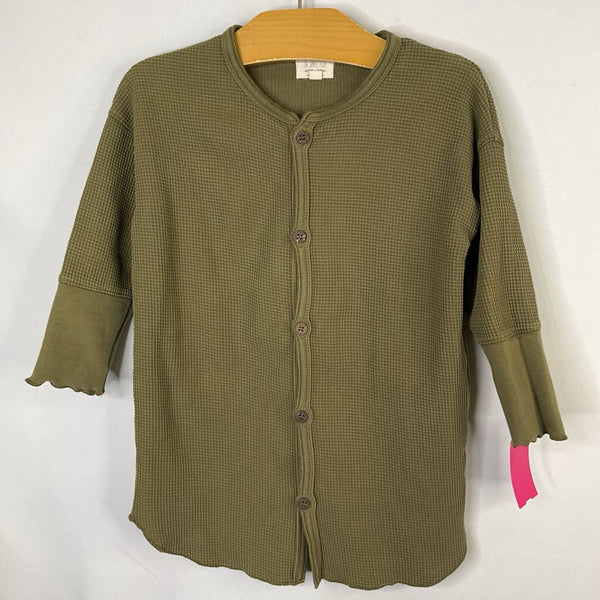 Size 3: The Simple Folk Green Waffle Knit Button-Up Cardigan