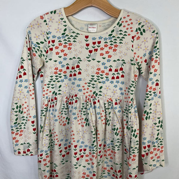 Size 10 (140): Hanna Andersson White/Colorful Floral Long Sleeve Pocket Dress