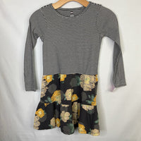 Size 8: Tea Black/Grey/Yellow Stripes/Floral Long Sleeve Dress