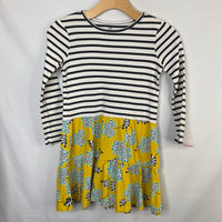 Size 10: Tea Navy/White/Yellow Stripes/Floral Long Sleeve Dress
