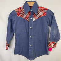 Size 10: Montgomery Ward Blue/Multi Plaid Button-Up Western Shirt