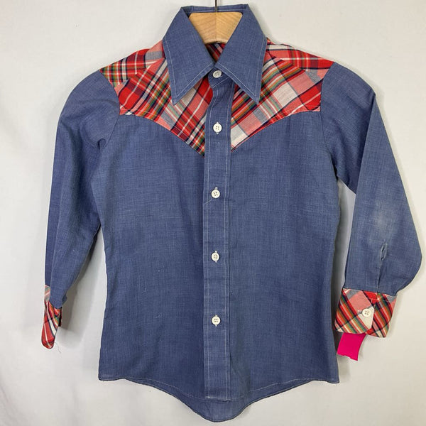 Size 10: Montgomery Ward Blue/Multi Plaid Button-Up Western Shirt