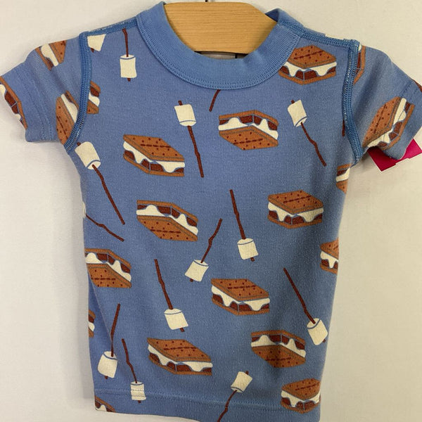 Size 2 (85): Hanna Andersson Blue S'mores Organic Cotton 2pc Shorty PJs