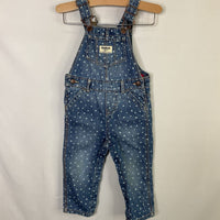 Size 18m: OshKosh B'Gosh Blue/White Heart Denim Overalls