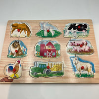 Wooden Farm Animals Peg Puzzle
