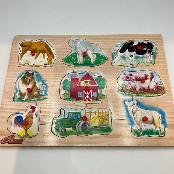 Wooden Farm Animals Peg Puzzle