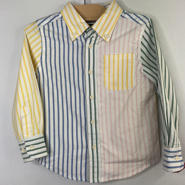 Size 3: Rowing Blazers White/Multi Striped Button-Up Shirt