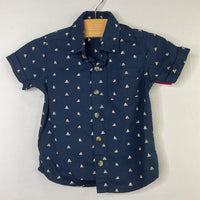 Size 18-24m: Rugged Butts Navy/White Ships Short Sleeve Shirt