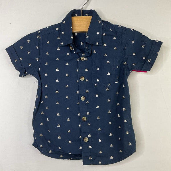 Size 18-24m: Rugged Butts Navy/White Ships Short Sleeve Shirt