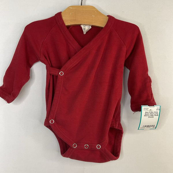 Size 0-3m: Kate Quinn Red Long Sleeve Side Snap Onesie