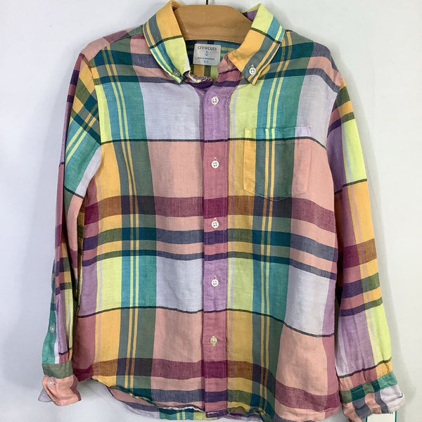 Size 6-7: Crewcuts Purple/Multi Plaid Button-Up Shirt