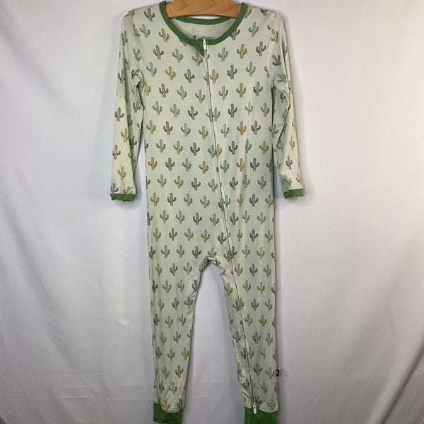 Size 4: Larkspur Green Cacti Bamboo 1pc Zip-Up Footy PJs