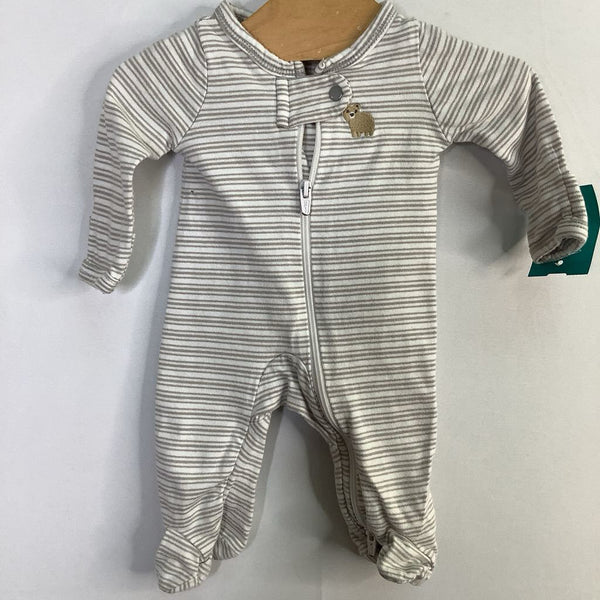 Size Preemie: Carter's Grey/White Striped 1pc Footy PJs