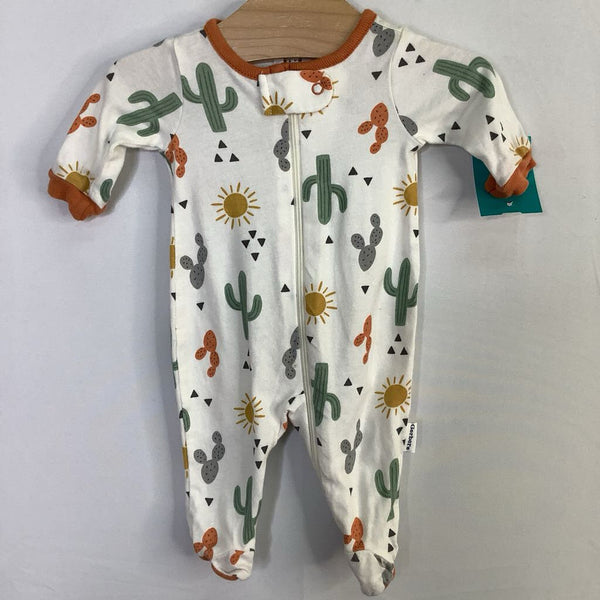 Size Preemie: Gerber White/Multi Cacti 1pc Footy PJs
