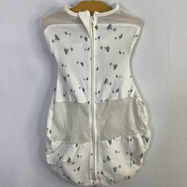 Size S (5-12lb): Happiest Baby White/Green Trees Swaddle SleepSack