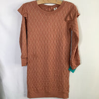 Size 6: Kate Quinn Orange/White Diamond Quilted Long Sleeve Dress