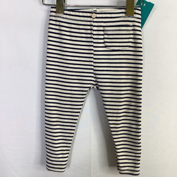 Size 9-12m: Zara White/Navy Striped Ribbed Leggings