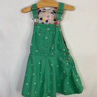Size 4-5: Boden Green/White Dots Corduroy Overalls Dress