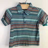 Size 2: Tea Blue/Orange Striped Polo