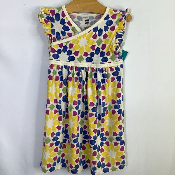 Size 4: Tea Cream/Multi Geo Print Kimono Dress