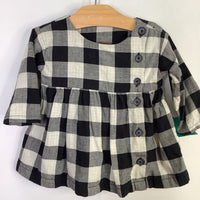 Size 3-6m: Tea Black/White Gingham Button-Up Dress/Bloomers